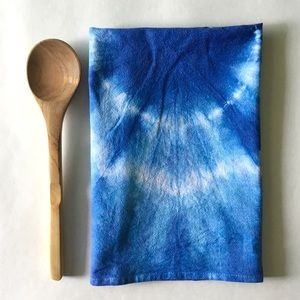 Shibori Indigo Blue Tie Dye 100% Cotton Flour Sack Dish Tea Towel Hand Dyed